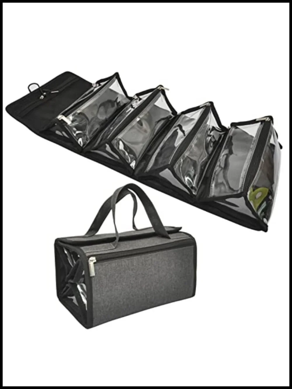 Travel Toiletry Bag Hanging Eco Polyester 4-in-1 Roll-Up Makeup Organizer with